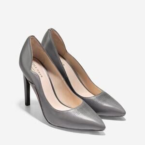 Cole Haan Antoinette Grand Pump Ironstone Grey Laser Cut Leather Size 8